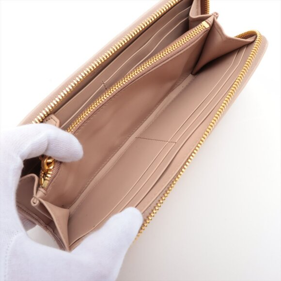 Prada Saffiano Studded Zippy Wallet Beige - Picture 5 of 9